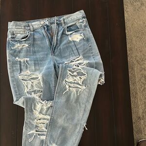 Stylish Blue Distressed Women's Jeans